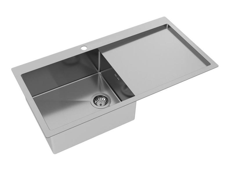 Ausmann Oder Bleu grand évier en inox 100x51cm à montage à fleur de plan de travail ou en surface avec égouttoir 1208957124