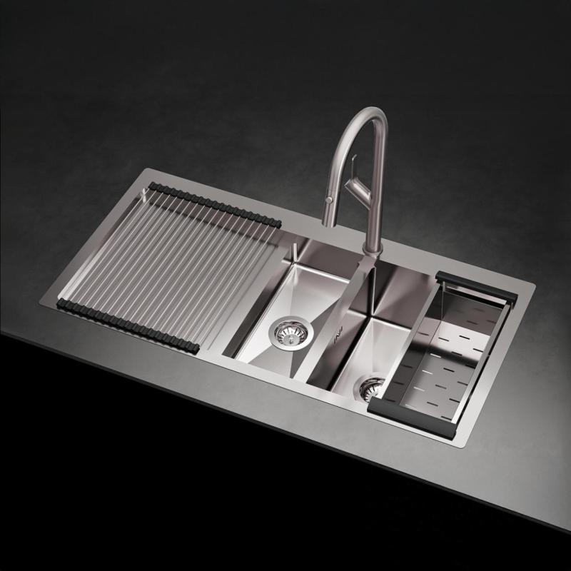 Ausmann Oder Blue 1.5 évier en inox 100x51cm à fleur de plan et en surface avec égouttoir 1208957127