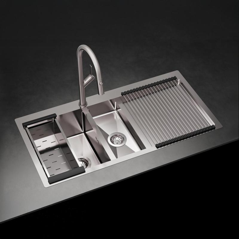 Ausmann Oder Blue 1.5 évier en inox 100x51cm à montage à fleur de plan et en surface avec égouttoir 1208957128