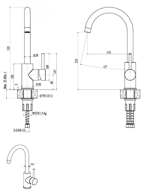 Ausmann Petra mitigeur de cuisine avec bec pivotant en inox 1208957157