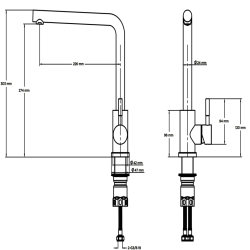 Ausmann Lavea mitigeur de cuisine avec bec pivotant et aérateur pivotant entièrement en acier inoxydable poli (brillant) 1208957161