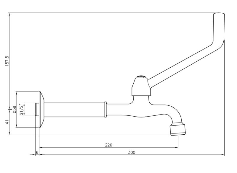 PB Clinic robinet mural pour handicapés d'eau froide à levier long modèle Chromé 1208957199