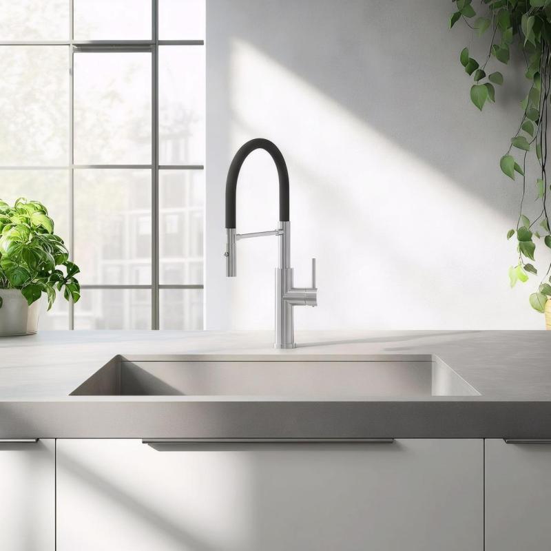 Quadri Chester mélangeur de cuisine avec bec flexible et douchette avec 2 types de jets en inox 1208957226