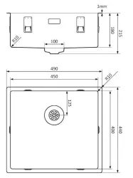 Lorreine Royal gun metal évier 45x40 cm sous plan, à fleur de plan ou en surface 45SP-GunMetal 1208957308