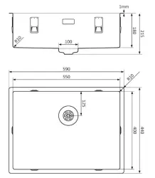 Lorreine Royal gun metal évier 55x40 cm sous plan, à fleur de plan ou en surface 55SP-GunMetal 1208957309