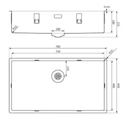 Lorreine Royal gun metal grand évier 74x40 cm sous plan, à fleur de plan ou en surface 74SP-GunMetal 1208957310