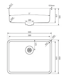 Lorreine Pro évier en acier inoxydable 50cm montage sous plan, à fleur de plan ou en surface1208957321