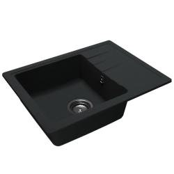 GraniteMy Smart évier montage en surface noir 58x44cm en granit extra-plat avec égouttoir réversible 1208957354