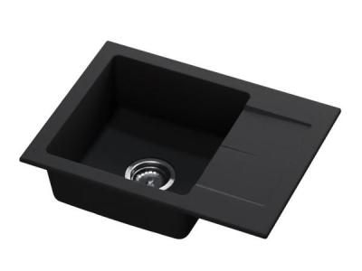 GraniteMy Smart évier montage en surface noir 58x44cm en granit extra-plat avec égouttoir réversible 1208957354