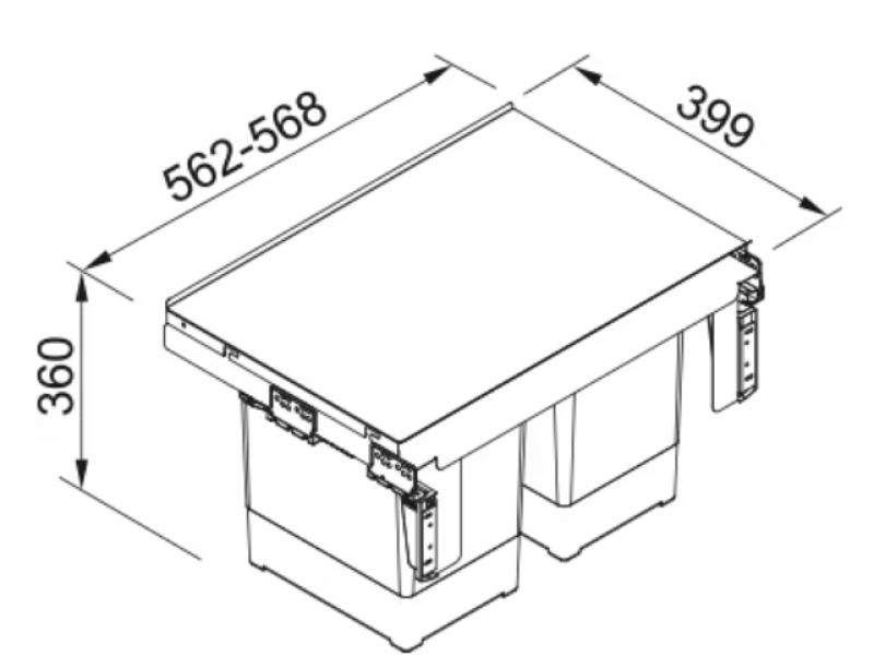 Franke Sorter Garbo 60-2 Système tri de déchets intégré 2 bacs à déchets de 18 litres 121.0284.027