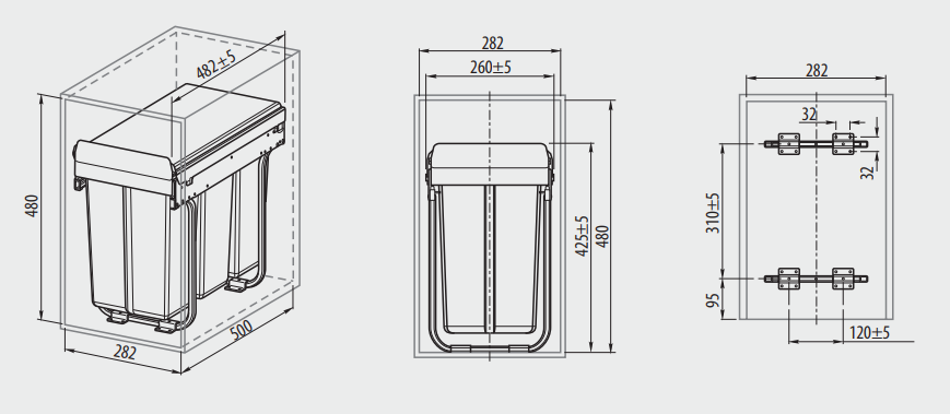 Système de tri de déchets encastrable Garbi Sorter S-30-2 avec 2 bacs 1 x 10 et 1 x 20 litres 1208957363