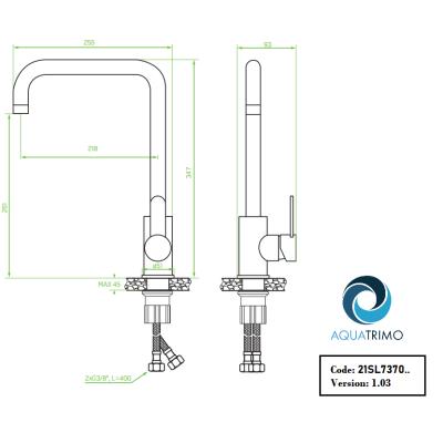 AquaTrimo Solid mélangeur de cuisine en inox 21SL7370SS