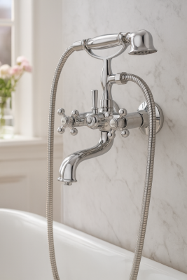 AquaTrimo Vivaldi Classic Mélangeur de bain apparent avec manettes à croisillons Chromé avec douchette 43VV7372CM