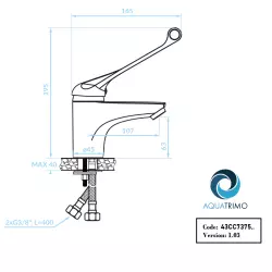 AquaTrimo Clinic mitigeur de lavabo médical avec levier long chromé 43CC7375CM