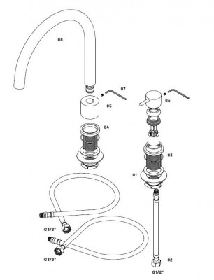 Waterevolution Flow Mélangeur de cuisine 2 trous noir mat T151PR
