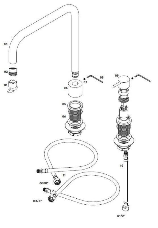 Waterevolution Flow Mélangeur de cuisine 2 trous gunmetal PVD T151HGME