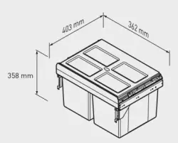 Garbi Carrier C-40-2 Système de tri de déchets encastrable avec ses propres guides et 2 bacs à déchets 2 x 16 litres 1208957462