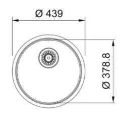 Franke Rondo ROX 210.38 évier rond en acier inoxydable 43.9cm à montage à fleur, sous plan et en surface 127.0688.778