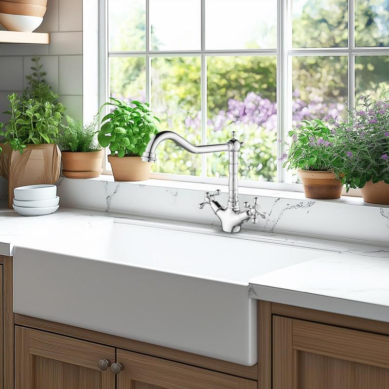 AquaTrimo Windsor robinet de cuisine nostalgique chrome 21WS7531CM