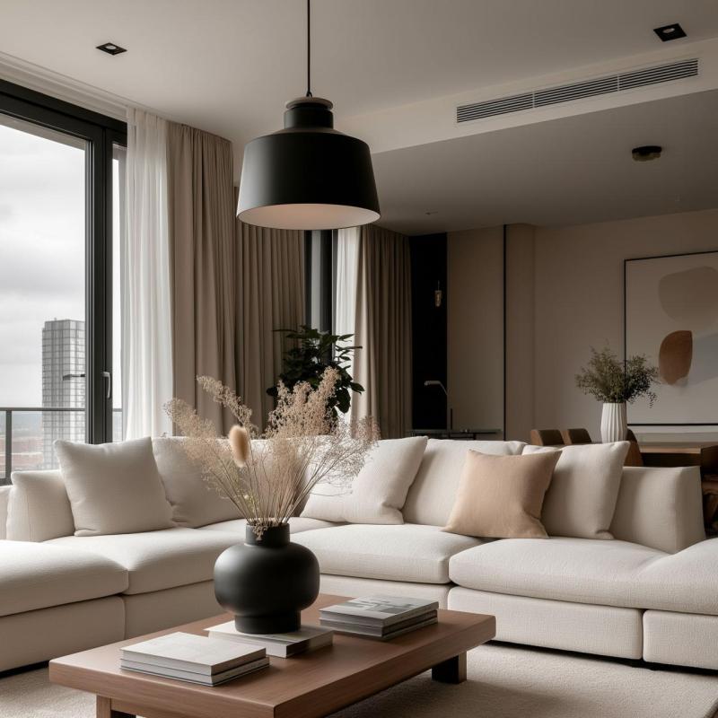 Decor Margus Lampe à suspension en métal noir mat avec ajout de bois 2911