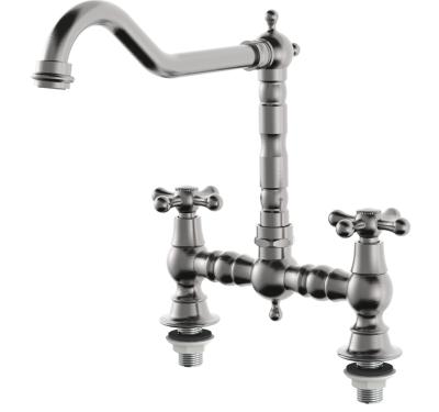 AquaTrimo Windsor Robinet à pont nostalgique 2 trous avec bec coudé chromé 21WS7653CM