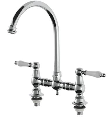AquaTrimo Country Robinet 2 trous classique Nostalgic Bridge avec bec rond chromé 21CT7655CM