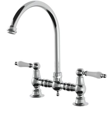 AquaTrimo Country Robinet 2 trous classique Nostalgic Bridge avec bec rond chromé 21CT7655CM