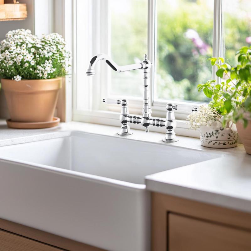 AquaTrimo Country Mitigeur de cuisine classique 2 trous avec bec pivotant chromé 21CT7657CM