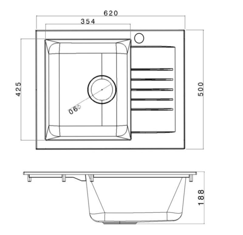 Ausmann Fibre Mini évier noir réversible avec égouttoir 62x50cm 1208957667