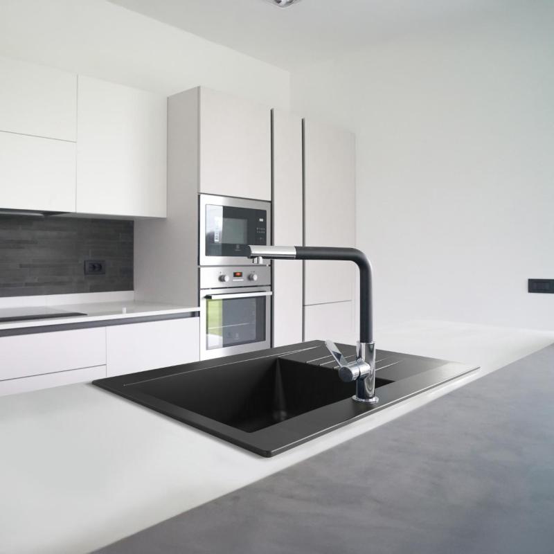 Ausmann Fibre Mini évier noir réversible avec égouttoir 62x50cm 1208957667