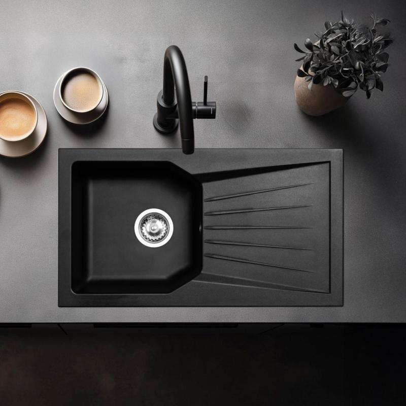 Ausmann Fibre 6 évier noir réversible avec égouttoir montage en surface 78x43.5 cm 1208957670