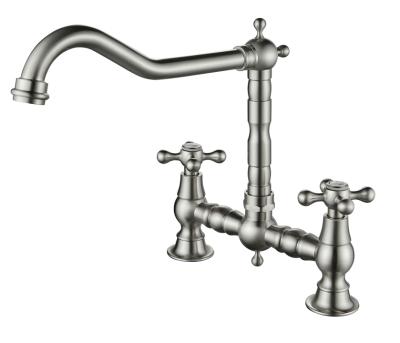 AquaTrimo Windsor Robinet de cuisine classique à 2 trous avec bec coudé inox 21WS7653NM