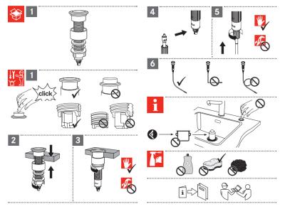 Franke Kit de vidage pour évier avec bonde intégrée (turbo) avec vidange automatique et bouton-poussoir en inox 1208957709