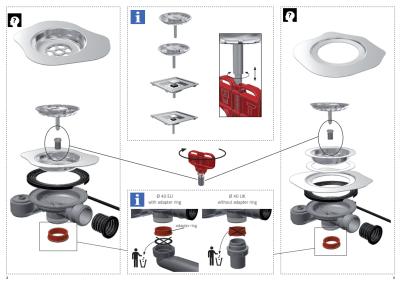 Franke Kit de vidage pour évier avec bonde intégrée (turbo) avec vidange automatique et bouton-poussoir en inox 1208957709