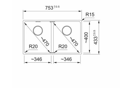 Franke Maris MRG 120-35-35 Fragranite Stone gris double évier sous plan