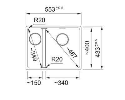 Franke Maris MRG 260-34-15 Fragranite Evier 1,5 blanc polaire Bac à droite à fleur de plan 