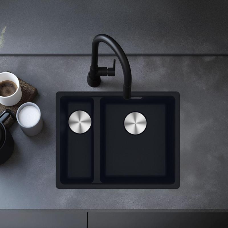 Franke Maris MRG 260-34-15 Fragranite Matt noir évier Évier à gauche installation à fleur
