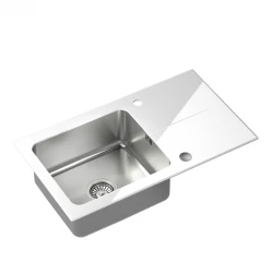 Quadri Glazz évier en inox à montage en surface avec égouttoir en verre blanc réversible 77x44 1208957863