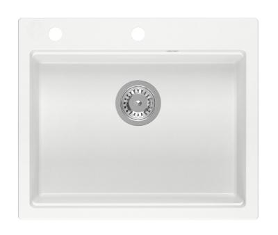 Quadri Durham évier en granit blanc 595x500 avec distributeur de savon, planche à découper, tapis roulant, bac d'insertion et tapis roulant 1208957903