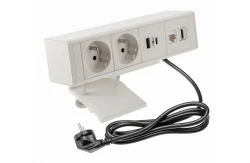 Indux Desk bureau ou table blanc mat bloc multiprises (2x) avec mise à la terre type E, 1xUSB A, 1xUSB C, 1xRJ45 et 1xHDMI 1208957921