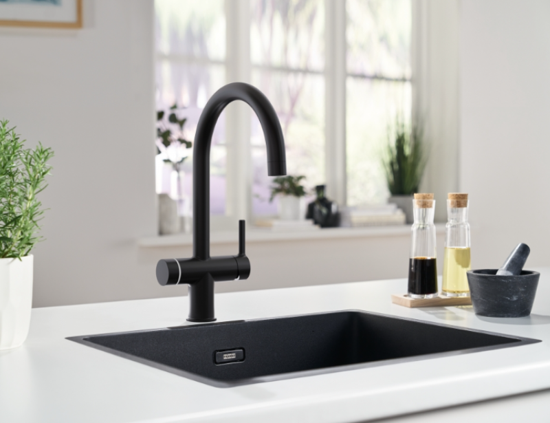 Franke Maris water hub 4L chaudière 3-en-1 avec robinet d'eau bouillante électronique Touch noir mat avec ensemble de mélange waterhub 1208957949