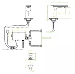 Aquadesign robinet senseur électronique pour lavabo alimenté par batterie ou secteur noir 1208958190