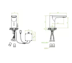 Aquadesign Sensor Robinet d'évier à senseur électronique alimenté par batterie ou par secteur noir 1208958192