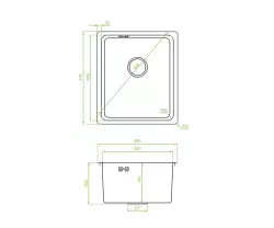 Aquadesign R25 évier en acier inoxydable sous plan, à fleur de plan ou en surface 34x40cm 1208958201