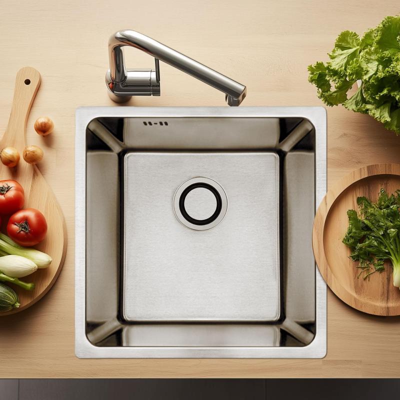 Aquadesign R25 évier à encastrer, sous plan et à encastrer à plat en acier inoxydable 40 x 40 cm 1208958206