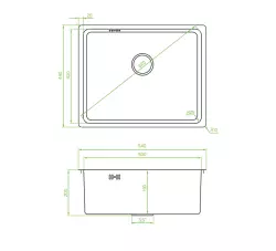 Aquadesign R25 évier en inox pour montage en surface, sous plan et à fleur de plan gris plomb 50x40cm 1208958209 54x44cm 1208958209