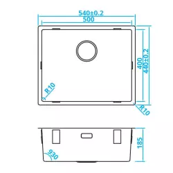 CARESSI Basic Line évier en acier inoxydable 50x40 avec bouchon intégré actualisé CABLPP50R10