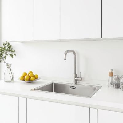 Ausmann Inox Robinet de cuisine carré à bec pivotant entièrement en inox 1208958309