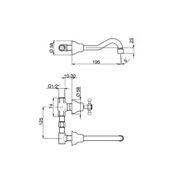 Huber Victorian Mélangeur de lavabo 3 trous acier inoxydable VT0035102A