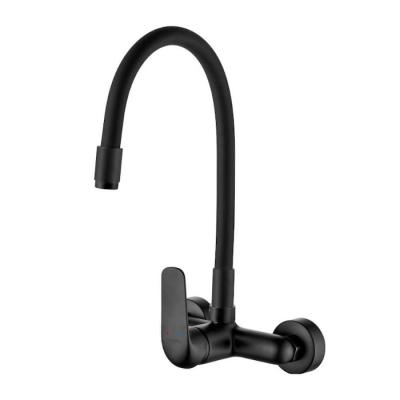 Robinet mural Aquatrimo Chopin avec bec flexible haut en noir mat 21CP8462SW